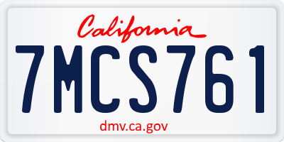 CA license plate 7MCS761