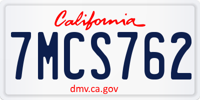 CA license plate 7MCS762
