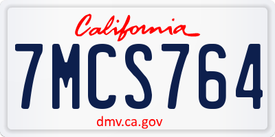 CA license plate 7MCS764