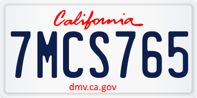 CA license plate 7MCS765