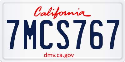 CA license plate 7MCS767
