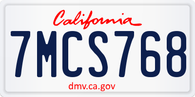 CA license plate 7MCS768