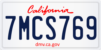 CA license plate 7MCS769