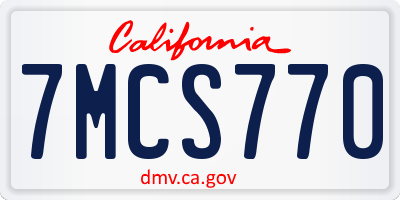 CA license plate 7MCS770