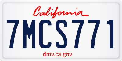 CA license plate 7MCS771