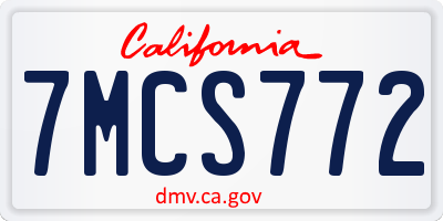 CA license plate 7MCS772