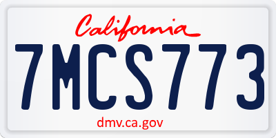 CA license plate 7MCS773