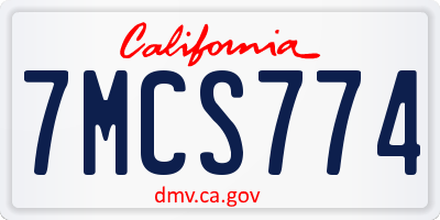 CA license plate 7MCS774