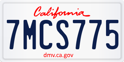 CA license plate 7MCS775