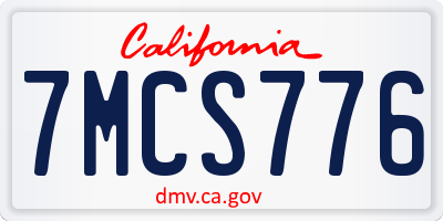 CA license plate 7MCS776