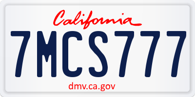 CA license plate 7MCS777