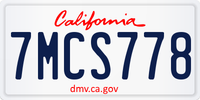 CA license plate 7MCS778