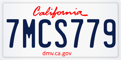 CA license plate 7MCS779