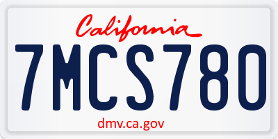 CA license plate 7MCS780