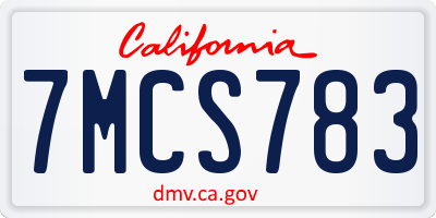 CA license plate 7MCS783