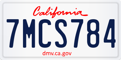 CA license plate 7MCS784