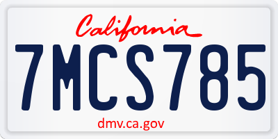 CA license plate 7MCS785