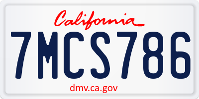CA license plate 7MCS786