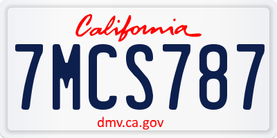 CA license plate 7MCS787