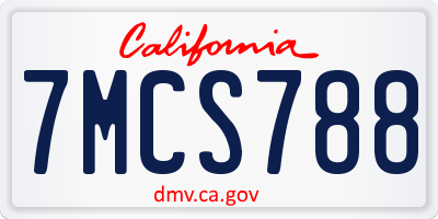 CA license plate 7MCS788