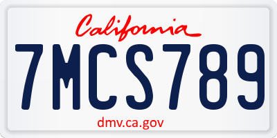 CA license plate 7MCS789
