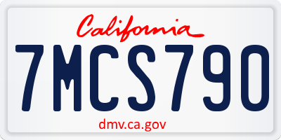 CA license plate 7MCS790