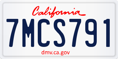 CA license plate 7MCS791
