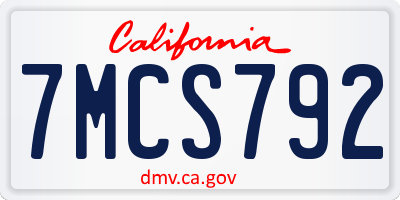 CA license plate 7MCS792