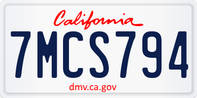CA license plate 7MCS794