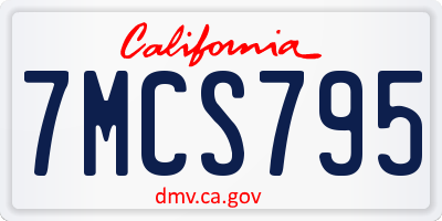 CA license plate 7MCS795