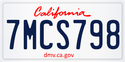 CA license plate 7MCS798