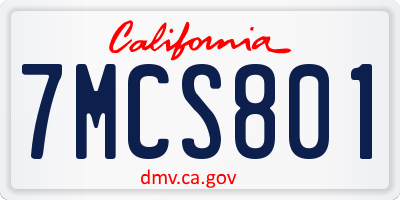 CA license plate 7MCS801