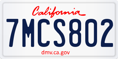 CA license plate 7MCS802