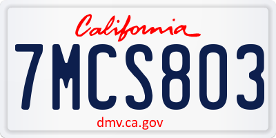 CA license plate 7MCS803