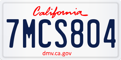 CA license plate 7MCS804