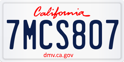 CA license plate 7MCS807