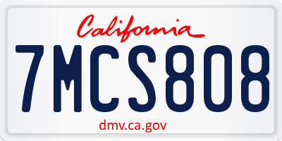 CA license plate 7MCS808