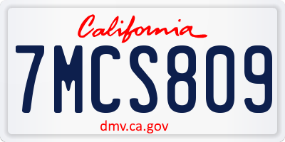 CA license plate 7MCS809