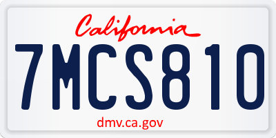 CA license plate 7MCS810