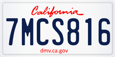 CA license plate 7MCS816