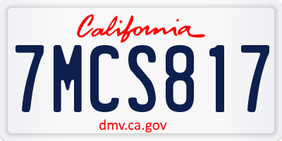 CA license plate 7MCS817