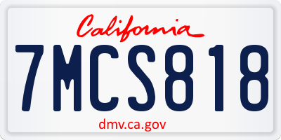 CA license plate 7MCS818