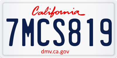 CA license plate 7MCS819