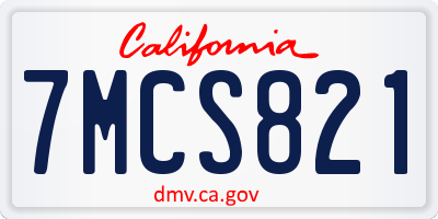 CA license plate 7MCS821