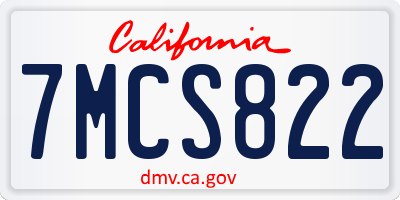 CA license plate 7MCS822
