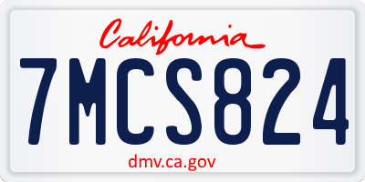 CA license plate 7MCS824