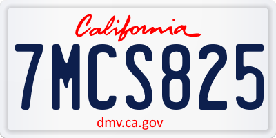 CA license plate 7MCS825
