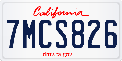 CA license plate 7MCS826