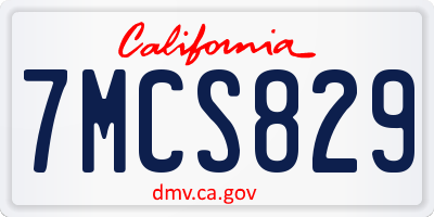 CA license plate 7MCS829