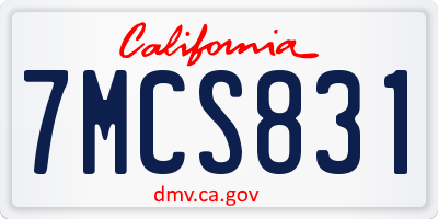 CA license plate 7MCS831